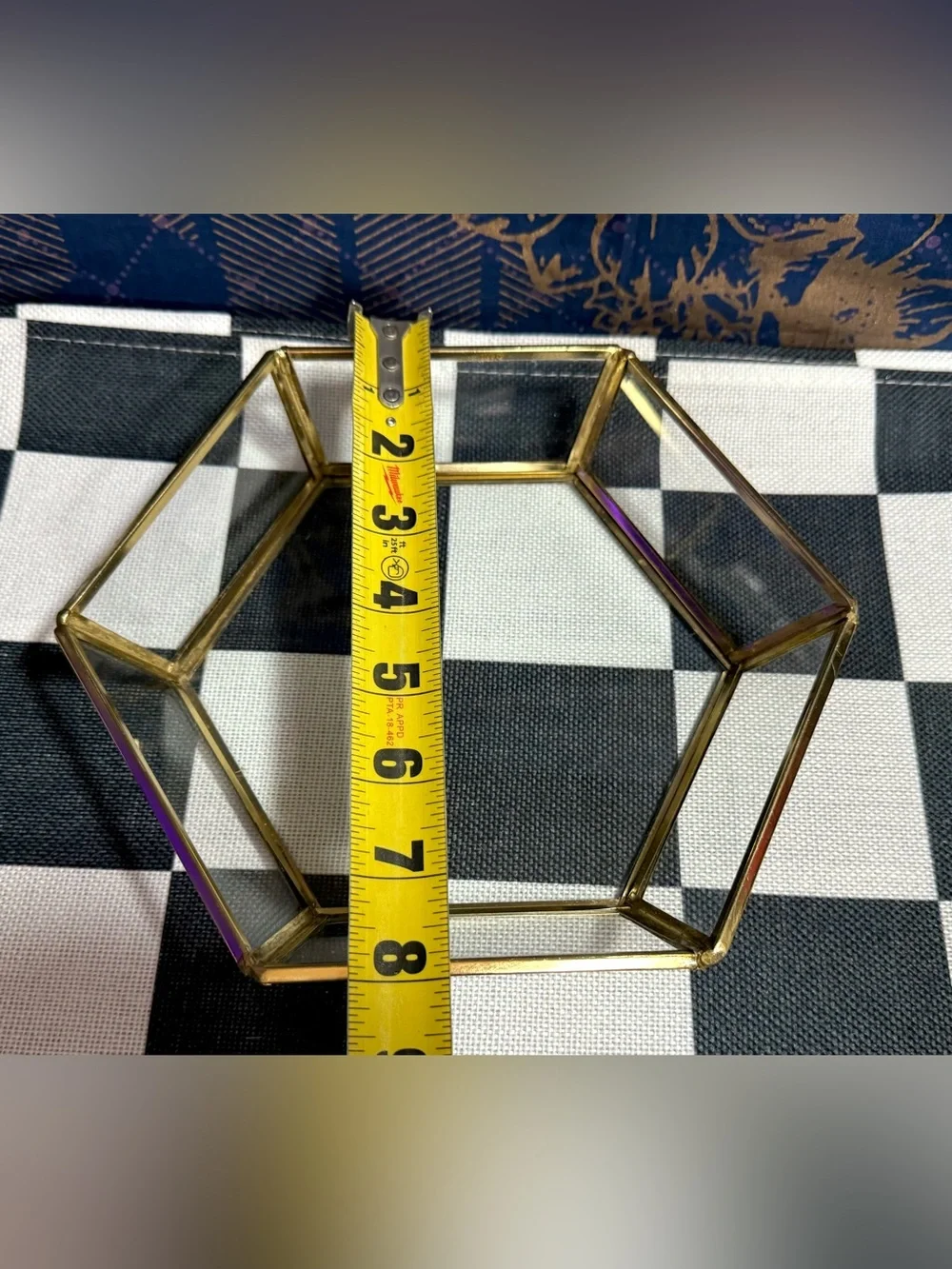 Vintage Hexagon Glass & Brass 8